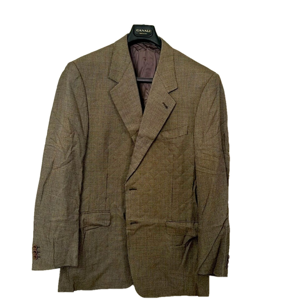 CANALI QUALITY VINTAGE SILK and‎ Wool HERRINGBONE BLAZER
